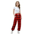 thumbnail image 4 of Active Sweatpants New Teen Girls Plaid Sweatpants Summer Casual Joggers Pants Drawstring Waist Pockets for Travel Yoga Red 3 Years, 4 of 7