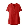 thumbnail image 4 of Ashirexll Womens Casual Tops, Casual Loose Solid Color V-Neck Short Sleeve T Shirts, 4 of 7