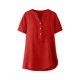 thumbnail image 2 of TaTaai Summer V Neck Casual Top, Women's Half Button Open Front Design, Linen Inspired Short Sleeve Solid Color Shirt Gift, 2 of 9