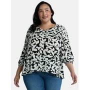 Terra & Sky Women's Plus Size Poet Sleeve Blouse, Sizes 0X-5X