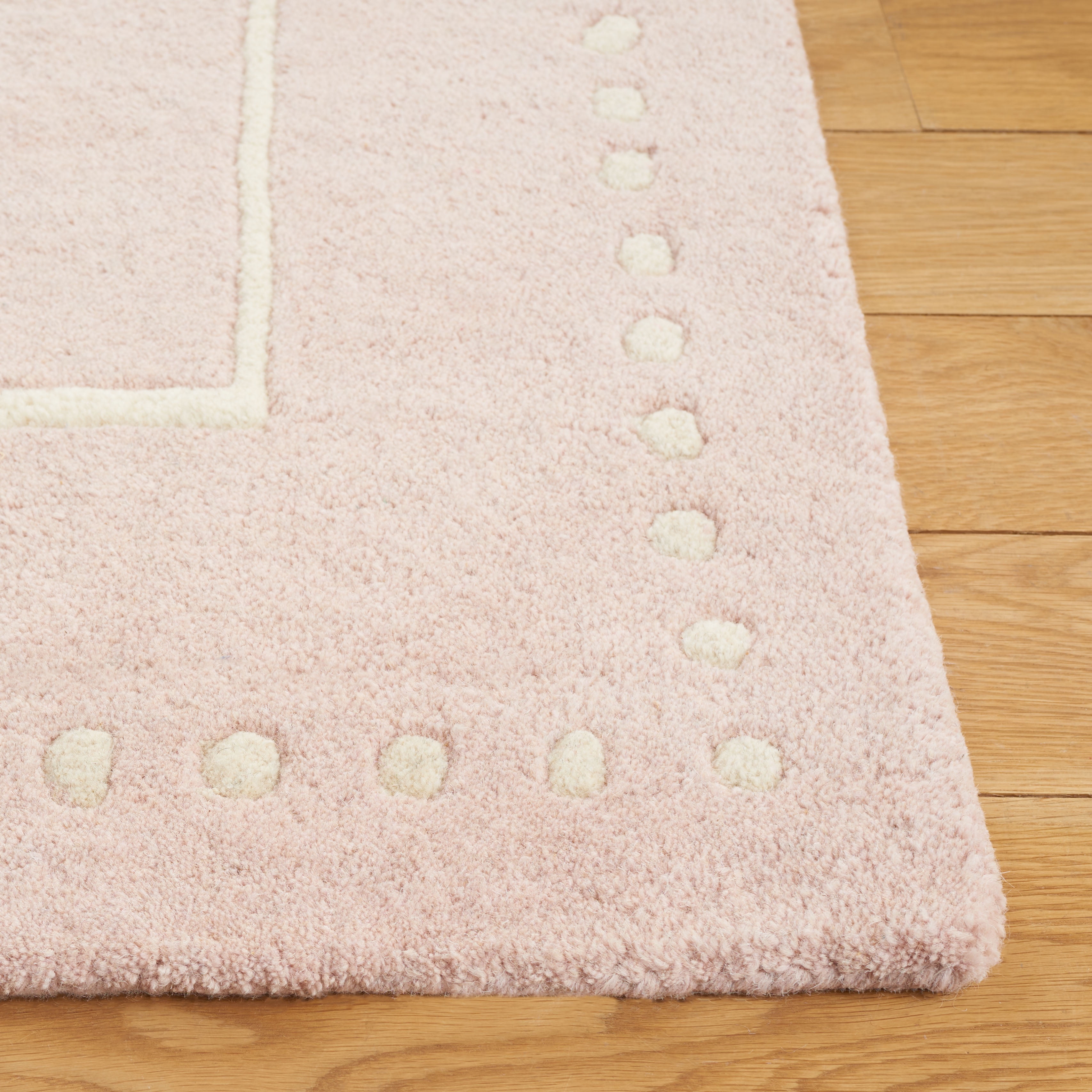 SAFAVIEH Bella Danita Bordered Wool Runner Rug, Light Pink/Ivory, 2'3" x 5'