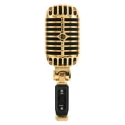 Wired Vintage Classic Microphone Dynamic Vocal Mic Microphone for Performance Karaoke(Gold)