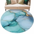 thumbnail image 2 of Teal Marble Large Round Rug 8 FT, Non Slip Living Room Area Carpet, Contemporary Ink Painted Abstract Art Washable Soft Circle Rug Non-Shedding Floor Carpet for Bedroom Office Dining Room, 2 of 9