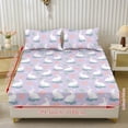 thumbnail image 2 of ZIATUBLES 3-Piece Twin Size Sheet Set, Soft Cooling Polyester Bedding-Breathable and Comfortable for All-Season Use, 1 Fitted Sheet and 2 Pillowcases, Rabbit Easter Egg Paw Print, 2 of 9