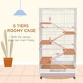 thumbnail image 3 of PawHut 32"L 6-Level Small Animal Cage with Lockable Wheels, Tray, Pink, 3 of 9