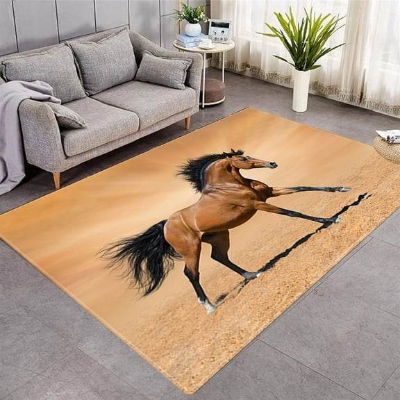 3D Horse Pattern Carpet for Living Room Animal Area Rug Bedroom Bedside Anti-slip Mat Entr