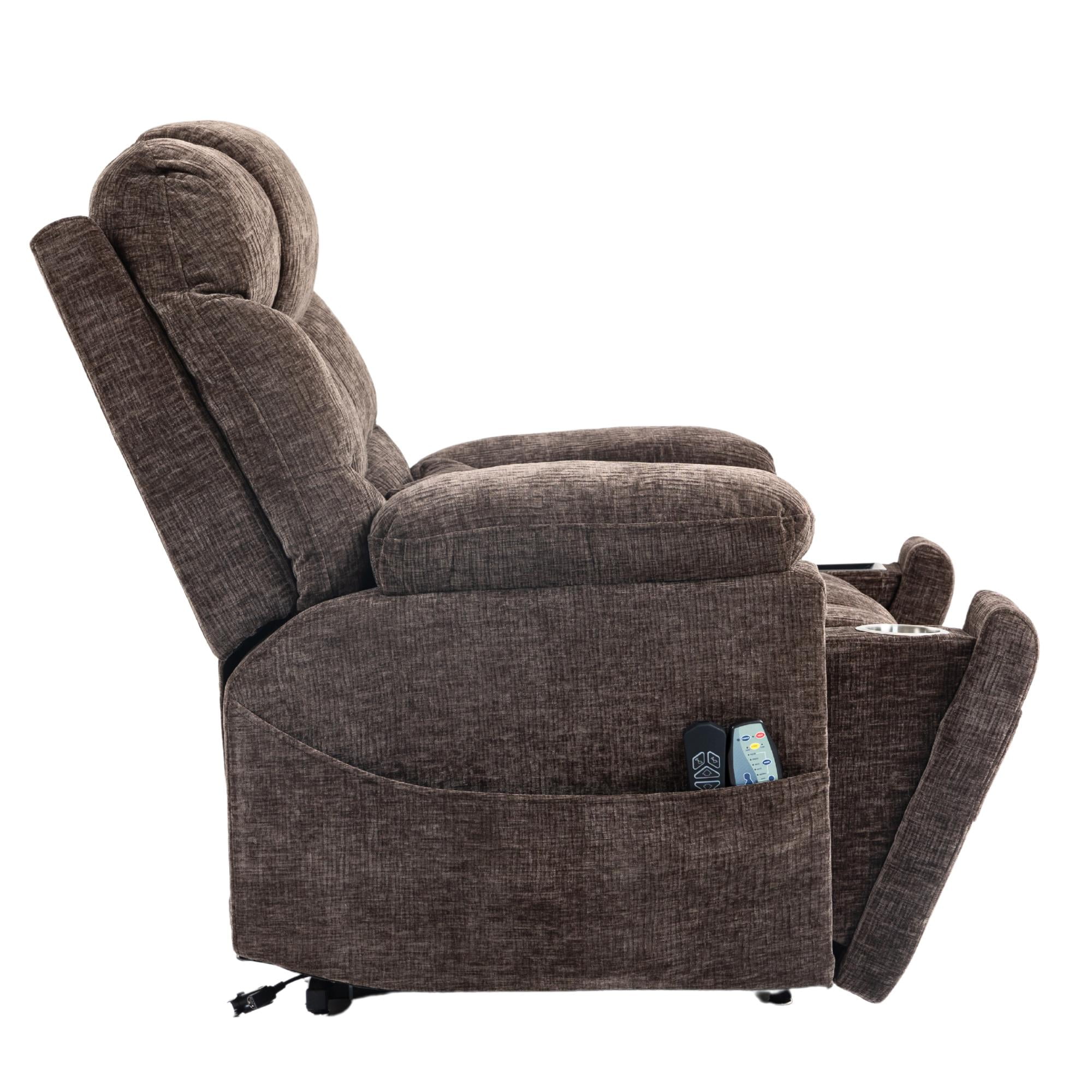 Power Lift Recliner Chairs for Elderly - Infinite Position Lay Flat Recliner with Heat & Massage Wireless Phone Charger - USB Type C Charging - Dual Motor Lift Chair 400 lbs
