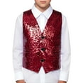 thumbnail image 4 of Kids Boys Girls Sequin Vest Shiny Vest Kids Sleeveless Red Vest Hip Hop Jazz Dance Party Party Stage Performance Jacket Vest 7-8 Years, 4 of 4