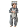 thumbnail image 3 of Jinhomg Baby Fleece Hooded Romper Cute One Piece Animal Bodysuit Fall Winter Warm Cozy Flannel Jumpsuit Toddler Holiday Party Outfit Fall Saving Gray 6-12 Months, 3 of 4