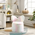 thumbnail image 3 of Guyou Cute Kids Storage Stool, Upholstered Kids Reading Chair with Butterfly Shaped Back, Faux Fur Toddler Chair with Storage for Playroom Kindergarten Bedroom, Colorful Pink, 3 of 6