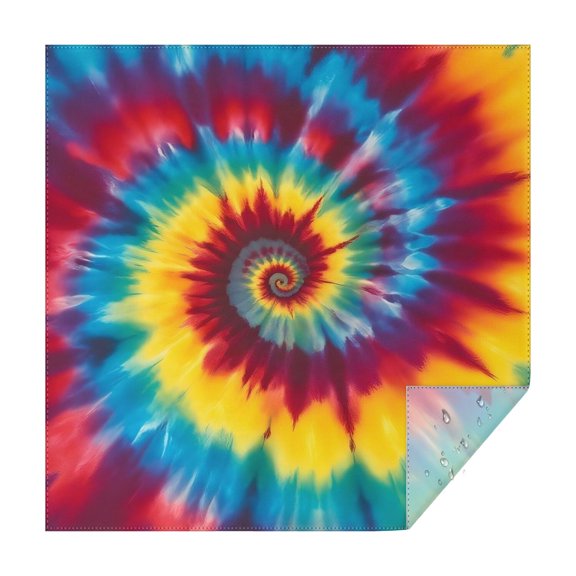 Colorful Rainbow Tie Dye Spiral Pattern Square Tablecloth,Waterproof Square Table Cover,Wipeable Spillproof Washable Table Cover for Home Kitchen Party Decor 42"X42"(107x107cm)