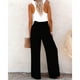 thumbnail image 2 of Pantalones De Pierna Ancha Con Cintura Elástica, Pantalones De Pierna Ancha Con Ribete De Botones Pantalones De Cintura Alta De Ajuste Holgado De Color Sólido Para La Vida Diaria ANGGREK Otros, 2 of 5
