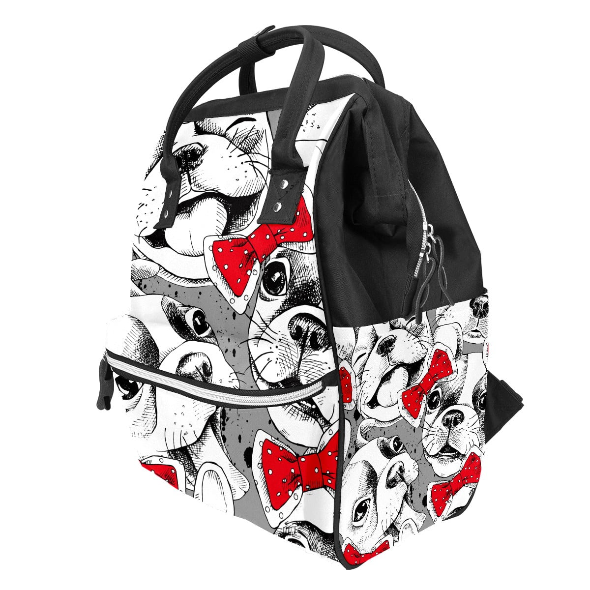 Women Backpack Diaper Bag Baby Nappy Bag, French Bulldog Bow Pattern mummy bag, Lightweight Maternity Large Capacity Stylish Outdoor Tote Bag for Men Women Mommy Dad Baby Boy Girl