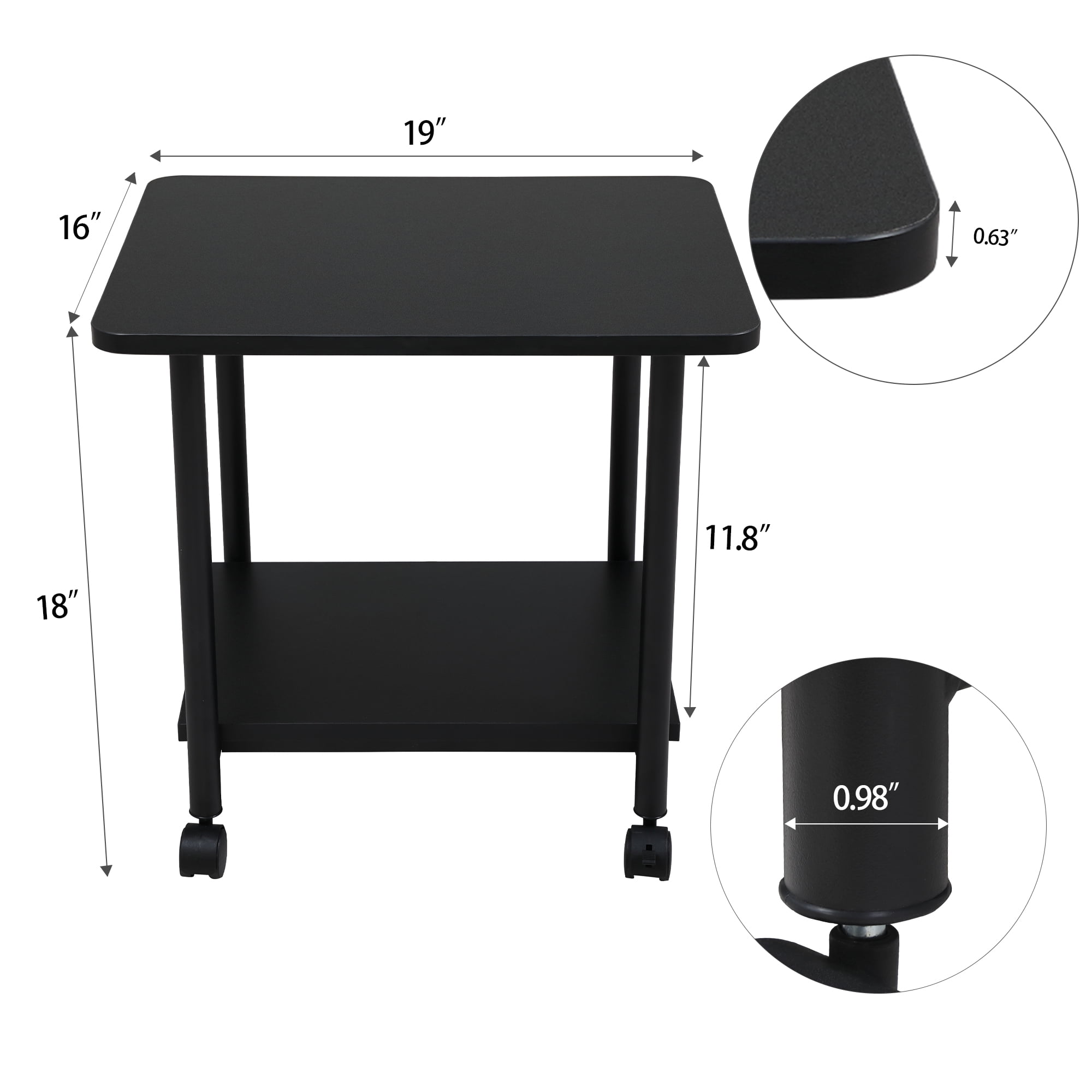 Kepooman Modern Printer Stand with 4 Universal Wheels, 2-Tier Portable Printer Cart Perfects for Office Living Room Kitchen, Black Kepooman Modern Printer Stand with 4 Universal Wheels, 2-Tier Portable Printer Cart Perfects for Office Living Room Kitchen, Black