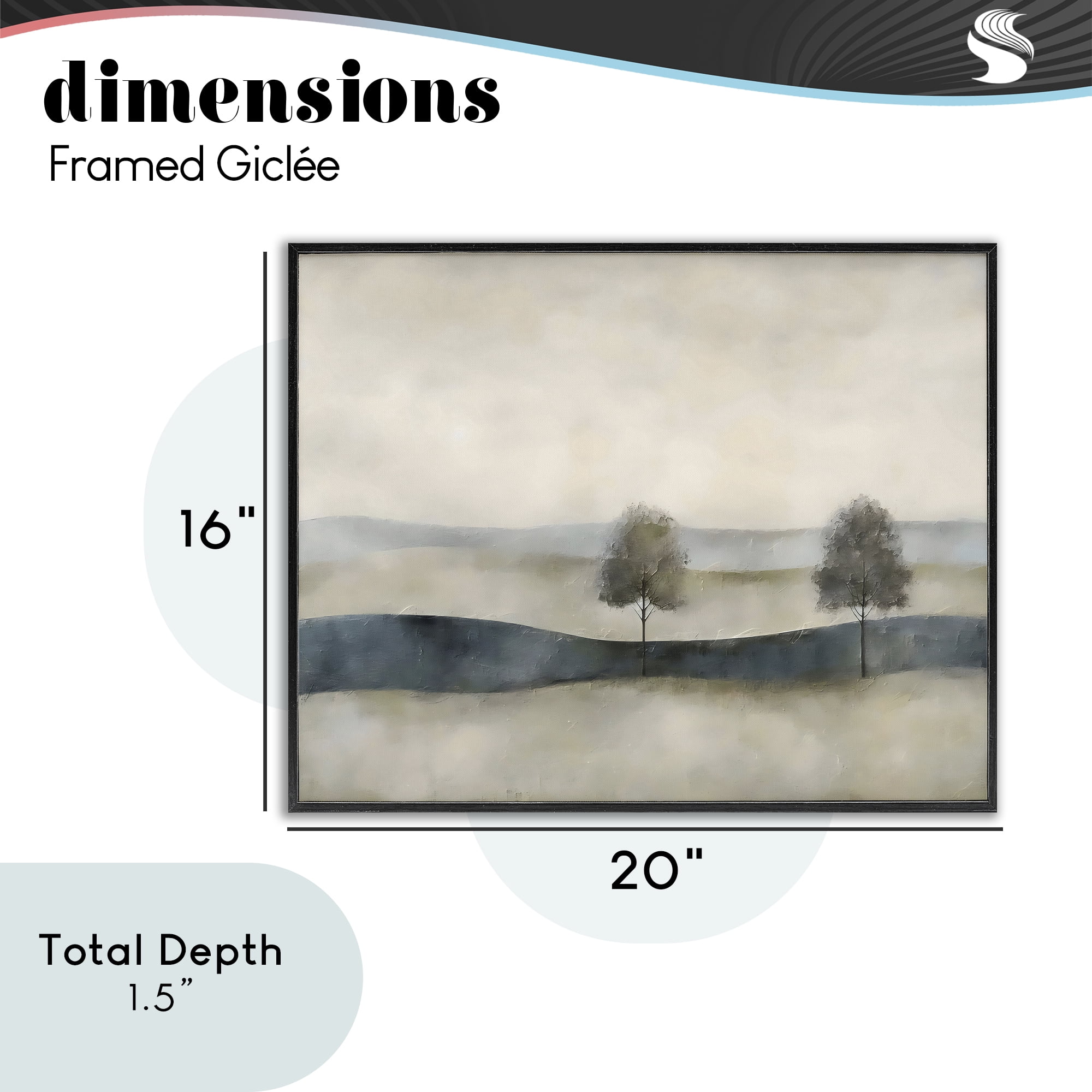 Stupell Industries Muted Horizon with Trees Black Framed Giclee Art, design by Riley B