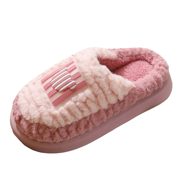Chenyee Platform House Slippers for Women Winter Warm Casual Non Slip Cotton Plush Slide Shoes