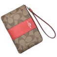thumbnail image 3 of Coach Women's Small Corner Zip Wristlet in Signature Canvas (Khaki / Miami Red), 3 of 5