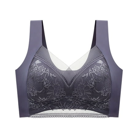 Clearance! Weikingp Bras for Women Women Sexy Lace Shaping Cup Shoulder Strap Large Size Underwire Bra Plus Size Lingerie Lace Top Grey 6Xl