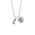 thumbnail image 2 of Delight Jewelry Silvertone 2-D Christmas Dog with Red Hat Silvertone Script Initial Disc - G - Charm Necklace, 20"+3", 2 of 4