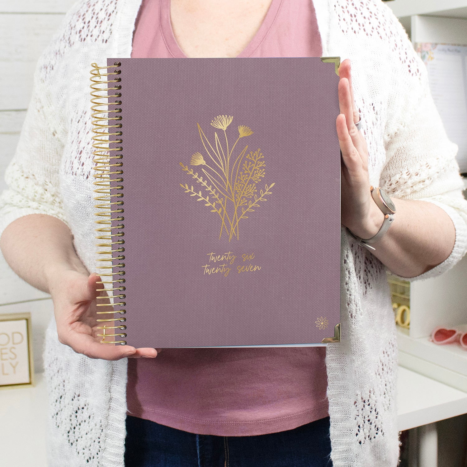 bloom daily planners 2026-2027 Academic Hard Cover Planner, 13-Month Monthly & Weekly, 8.5" x 11", Purple Linen