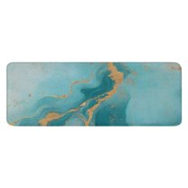 Blue Gold Marble Pattern Kitchen Rug Mat,Kitchen Runner Rugs Non Skid Washable,Decorative Kitchen Floor Mats for Kitchen,Sink,Laundry,17"x47.2"