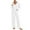 White, variant on Frostluinai Two Piece Sets for Women Ribbed Knit Lounge Sets V Neck Long Sleeve Shirts Loose Wide Leg Pants Oversized Solid Sweatsuits