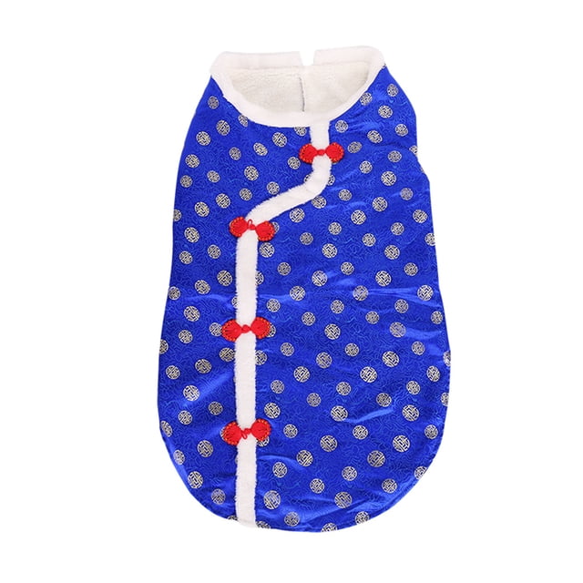 Greeniant Ropa para mascotas Cómodo traje Tang estilo tradicional chino sin mangas Ropa para mascotas Disfraces de animales Abrigos de moda Suministros Ropa para mascotas Azul S Greeniant PT000679-02