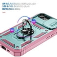 thumbnail image 3 of Compatible with iPhone 16e with Sliding Cover Lens Protection & Kickstand, Built-in 360° Rotate Ring Stand Magnetic Card Slot Hybrid Cover Case for iPhone 16e, Green+Pink, 3 of 9