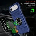 thumbnail image 4 of Armor Case for iPhone Air Heavy Duty Kickstand Case with Rotate Ring Stand & Card Holder Slot,Support Magnetic Car Mount Shockproof Rugged Back Case For iPhone Air,Blue, 4 of 7