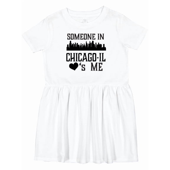 Inktastic Chicago Illinois Someone Loves Me Skyline Girls Toddler Dress
