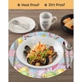 thumbnail image 3 of 15 Inch Round Placemats Set of 6, Colorful Easter Non Slip Heat Insulation PP Table Mats, Spring Watercolor Bunny Egg Flower Wood Grain Washable Place Mats for Kitchen Dining Party Table Decor, 3 of 7