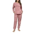 thumbnail image 2 of FDGIU Women's Winter Fuzzy Pajamas Set‌, 2 Piece Cozy Fleece Sleepwear, Loungewear Long Sleeve Top with Pockets, 2 of 6