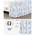 thumbnail image 3 of Blue Floral Wrap Around Bed Skirts for King Bed 18" Drop,Bed Skirt with Adjustable Elastic Belt Dust Ruffle Bed Valance for Bedroom Hotel Garden Petals Flower Botanical Tree Branch Bed Frame Cover, 3 of 7