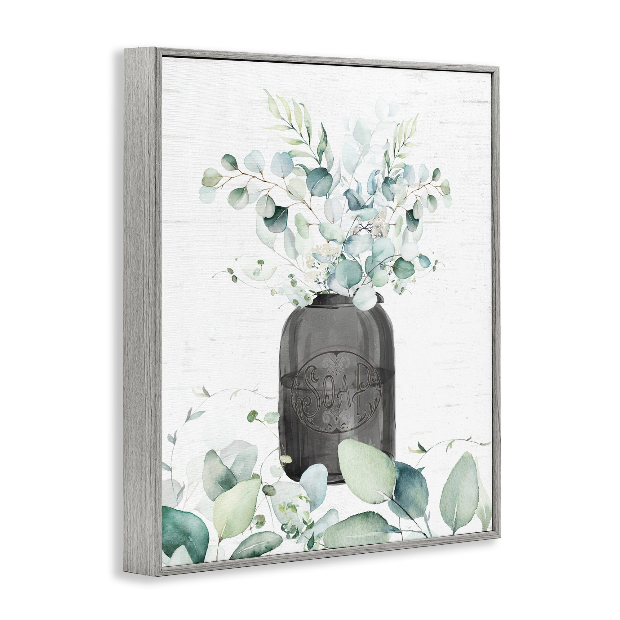 Soap Jar & Eucalyptus Gray Framed Giclee Art, design by Lettered and Lined