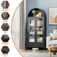 thumbnail image 5 of GangMei 73-inch Tall Metal Lockable Arched Display Cabinet, Pantry Cabinet with Glass Door, 1 Drawer, 2 Shelves for Living Room, Office, Assembly Required, 5 of 12