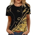 thumbnail image 1 of WEAIXIMIUNG Chemises à Manches Longues pour Femmes Travaillant à l'Extérieur T-Shirt Confortable pour Femmes Mode Chemises à Imprimé Floral Col Rond T-Shirt à Manches Courtes Hauts Tunique Blouse, 1 of 6