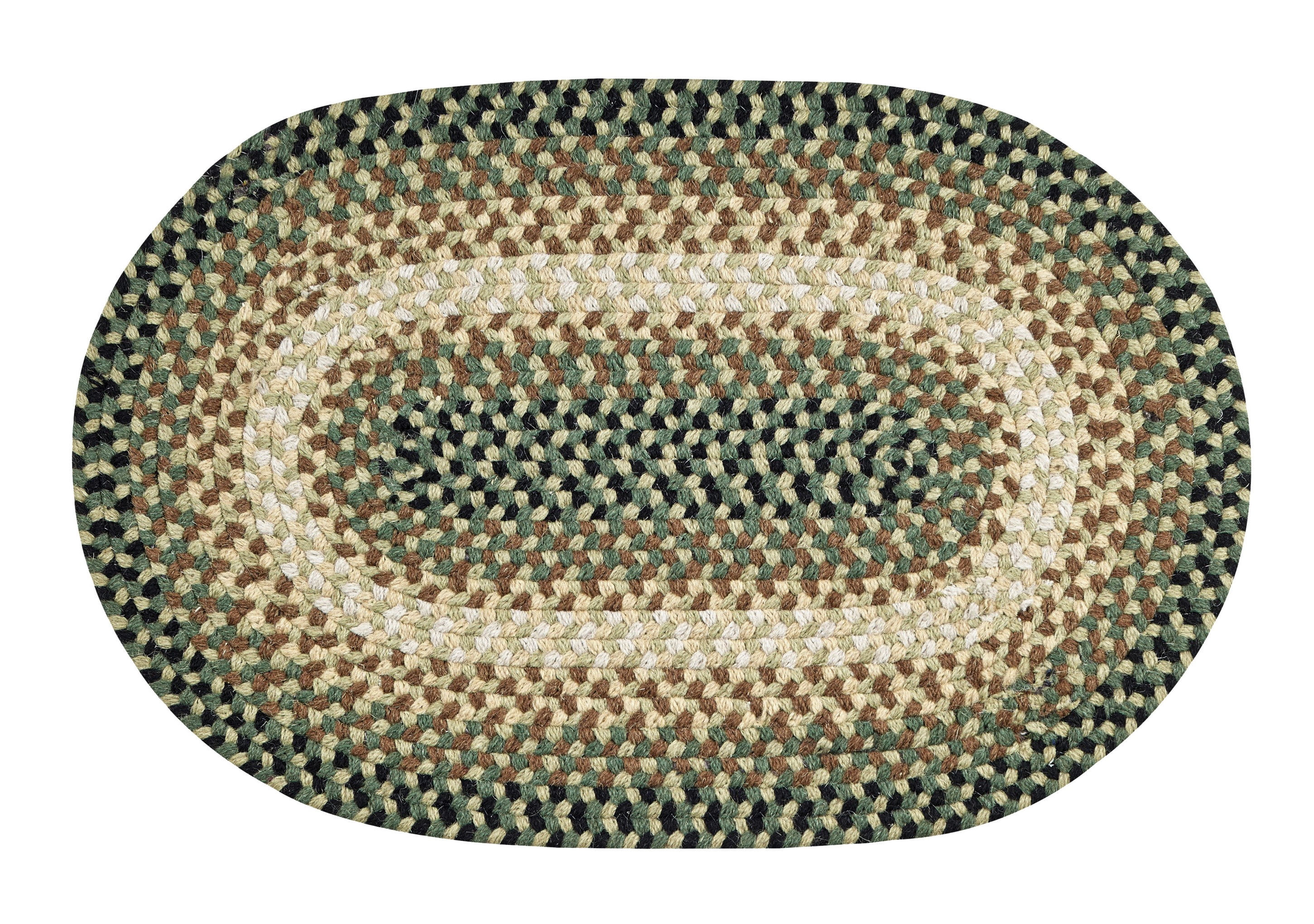 Better Trends Oval Braided Rug 66"x 102" 100% Wool Mat for Indoor Use, Area Rug for Bedroom Woodbridge Collection - (Green)