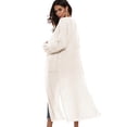 thumbnail image 3 of Women's Maxi Cardigan,Casual Long Sleeve Ankle-Length Flowy Open Front Drape Lightweight Duster Irregular Hem Thin Cardigan Sweater Knitted Coat Loose Longline Duster Coat,S-2XL Beige, 3 of 4
