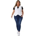 thumbnail image 3 of DARING DIVA Women's Plus Size Lapel Casual Waistcoat Jean Vest 1X White, 3 of 6