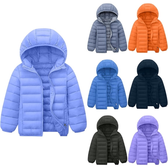 UQJfacai Boys Girls Hooded Puffer Jackets Warm Quilted Winter Coat Lightweight Down Jacket Kids Outerwear Padded Coat 4-15 Years