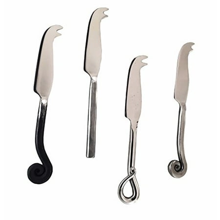 - Full Polished Mix Color Mini Cheese Knife Butter Spreader Mix Designs 4 Pcs. Set