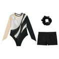 thumbnail image 3 of Alvivi Kids Girls Long Sleeve Gymnastics Leotard with Shorts Hair Scrunchie Dance Unitard Biketards Silver 6, 3 of 7