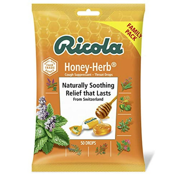 Ricola Family Pack Cough Suppressant Throat Drops, HoneyHerb, 50 Drops