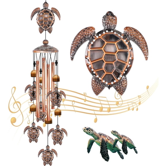 JahyShow Sea Turtle Wind Chimes,Decorative Wind Chimes  for Outdoor,with S Hook for Patio Garden Decor