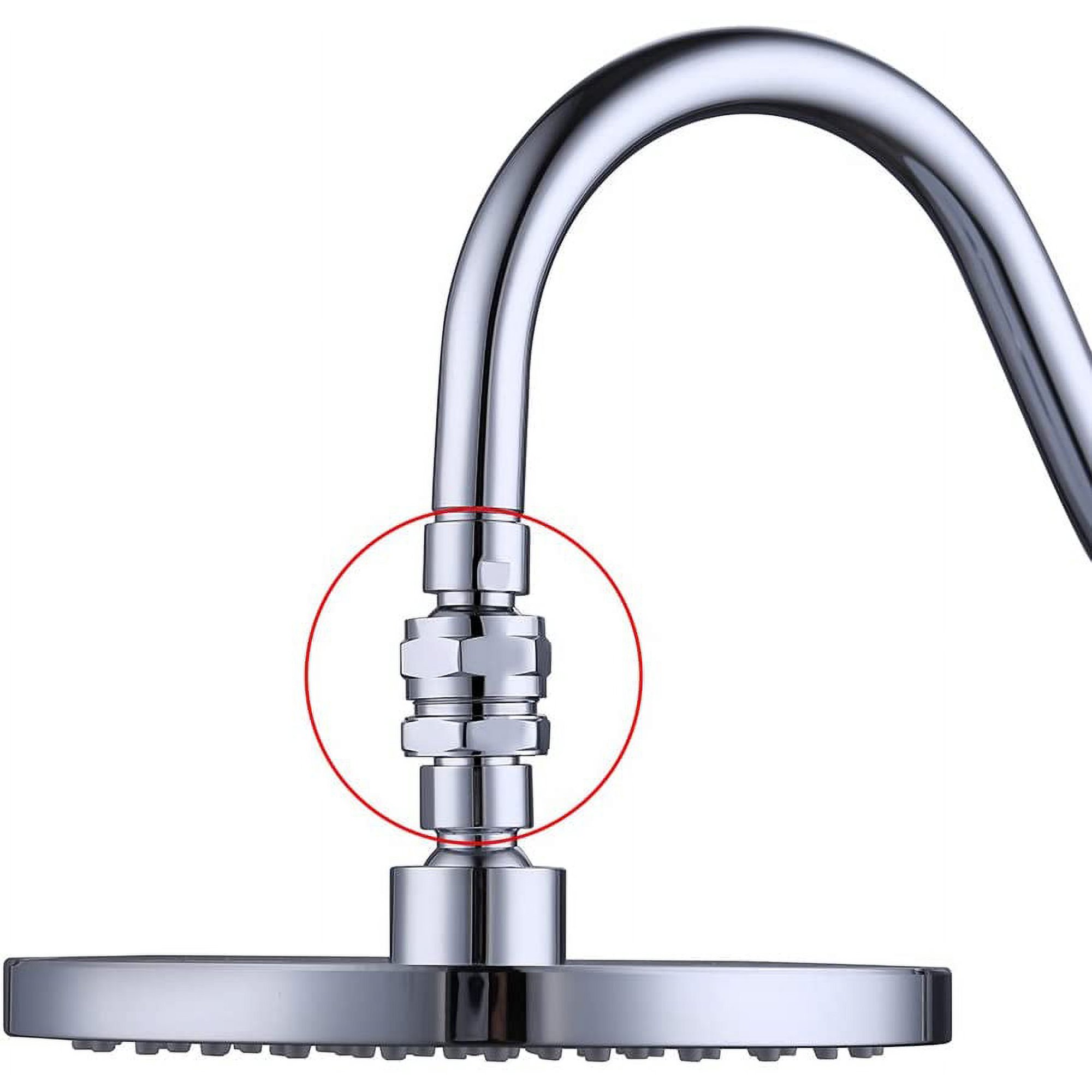 Solid Brass Ball Joint Shower Head Adapter - Adjustable Swivel Connector, Brushed Chrome Finish, G1/2 Thread 9 thumbnail image