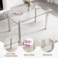 thumbnail image 3 of Dining Table for 4, PAPROOS 43" Tempered Glass Kitchen Table, Rectangle Dining Room Table with Stainless Steel Legs for Kitchen Dining Room, Transparent(Only Table), 3 of 6