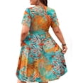 thumbnail image 5 of WellSize Summer Plus Size Dresses for Women Short Sleeve A-Line Midi Dresses Casual Floral Print Beach Dress with Pockets, 5 of 8
