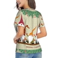 thumbnail image 3 of Vsdgher Christmas Card With Gnomes Women Shirts V Neck Short Sleeve Tops T-Shirt Basic Tees, S to 3XLSmall, 3 of 5