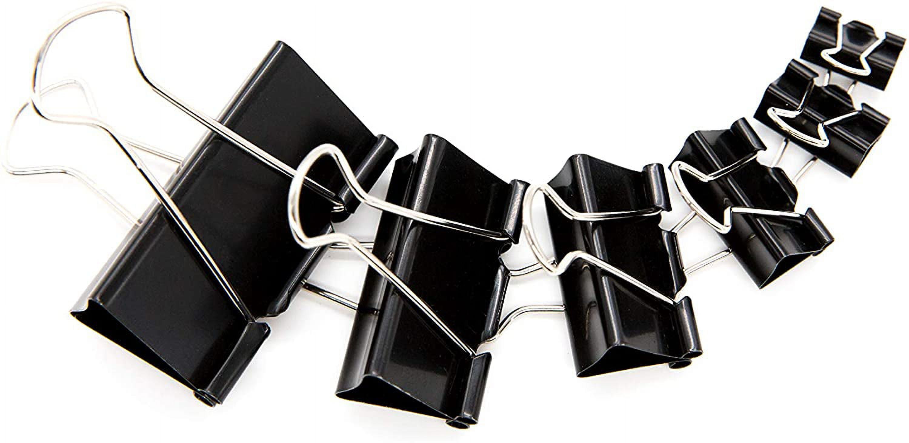 Binder Clips Paper Clamps Assorted Sizes 100 Count (Black), X Large, Large, Medium, Small, X Small and Micro, 6 Sizes in One Pack, Meet Your Different Using Needs.