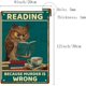 thumbnail image 2 of Letrero de hojalata de metal con texto en inglés "Read Because Murder is Wrong", póster de metal vintage, mural de arte retro, placa de pintura de hierro colgante, animales divertidos para el hogar,, 2 of 7
